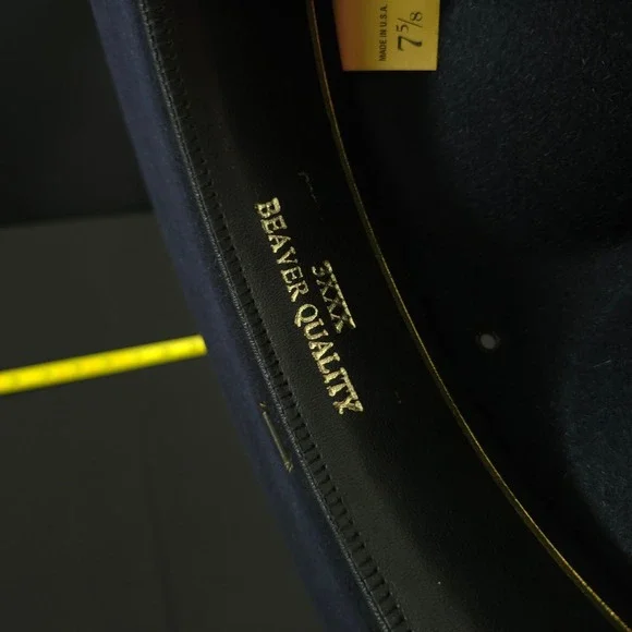 Beaver Quality XXXX Straw Oval Officer Troper Hat Men Black Brimmed Fedora 7 5/8 - Picture 8 of 9